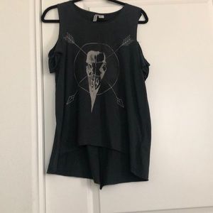 Oversized cut out shoulder tee